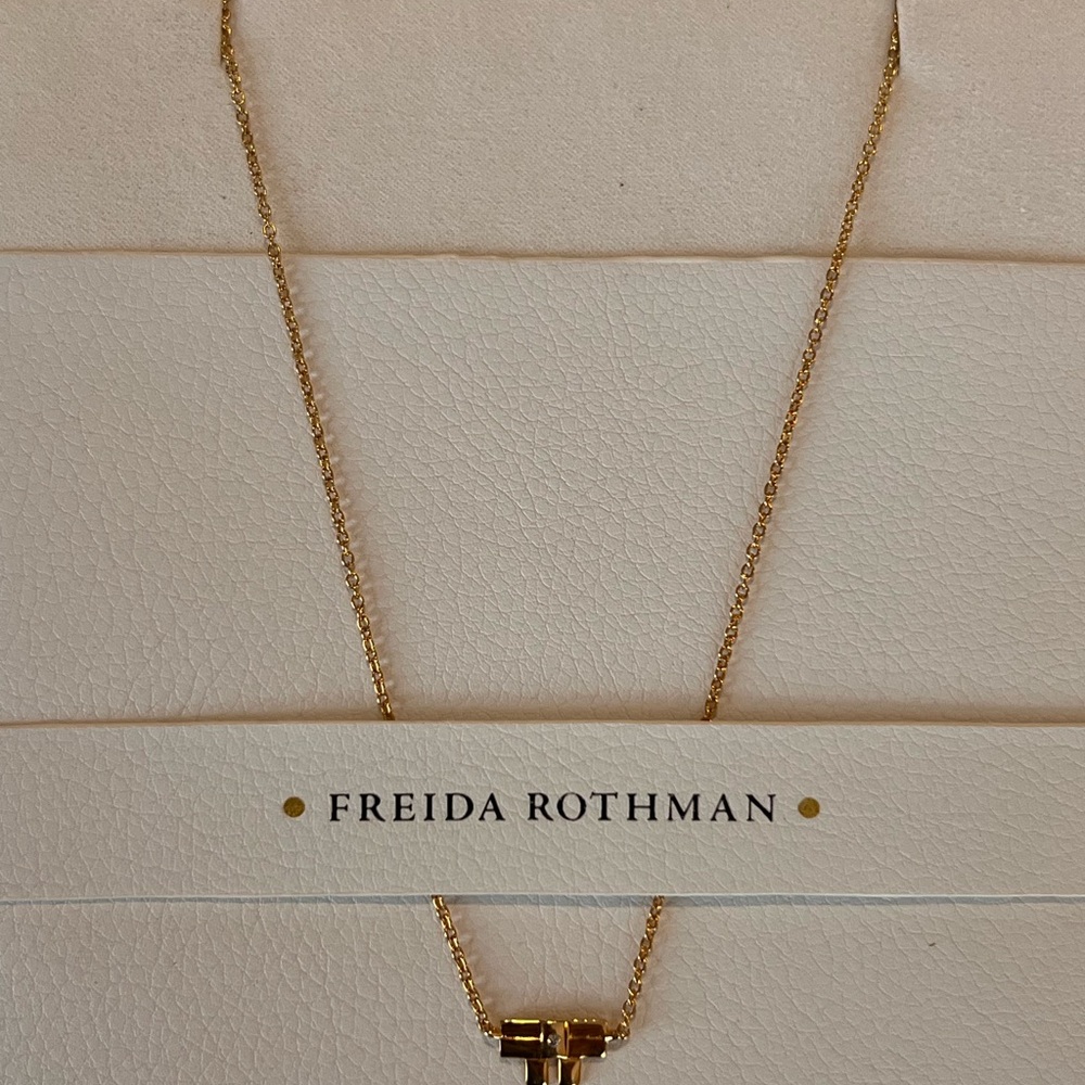 Freida Rothman Gold Geometric Necklace - Picture 2 of 6